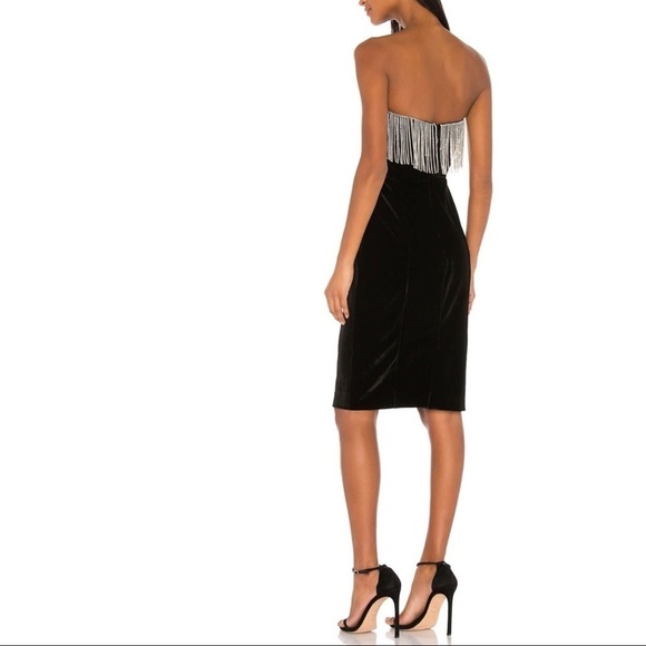 SOLD LPA Audra Dress Velvet Diamond Fringe womens XL black silver gemstone - Picture 3 of 16